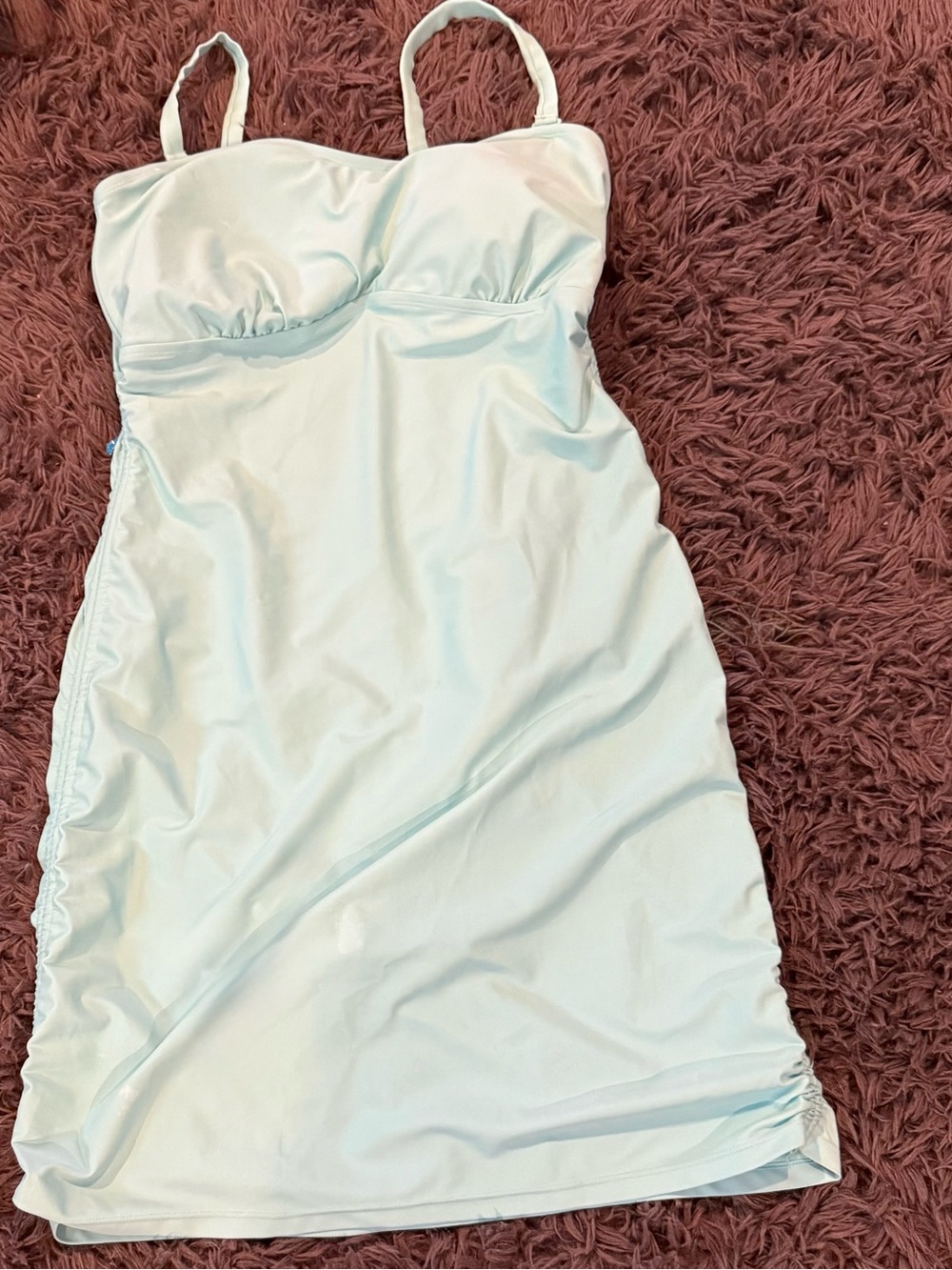 Forever 21 Pale Blue One-Piece Swim Dress with Adjustable Straps